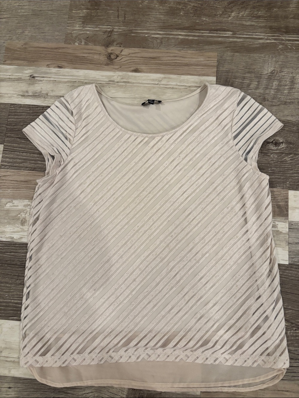The Limited Light Pink Diagonal Stripe Short Sleeve Top